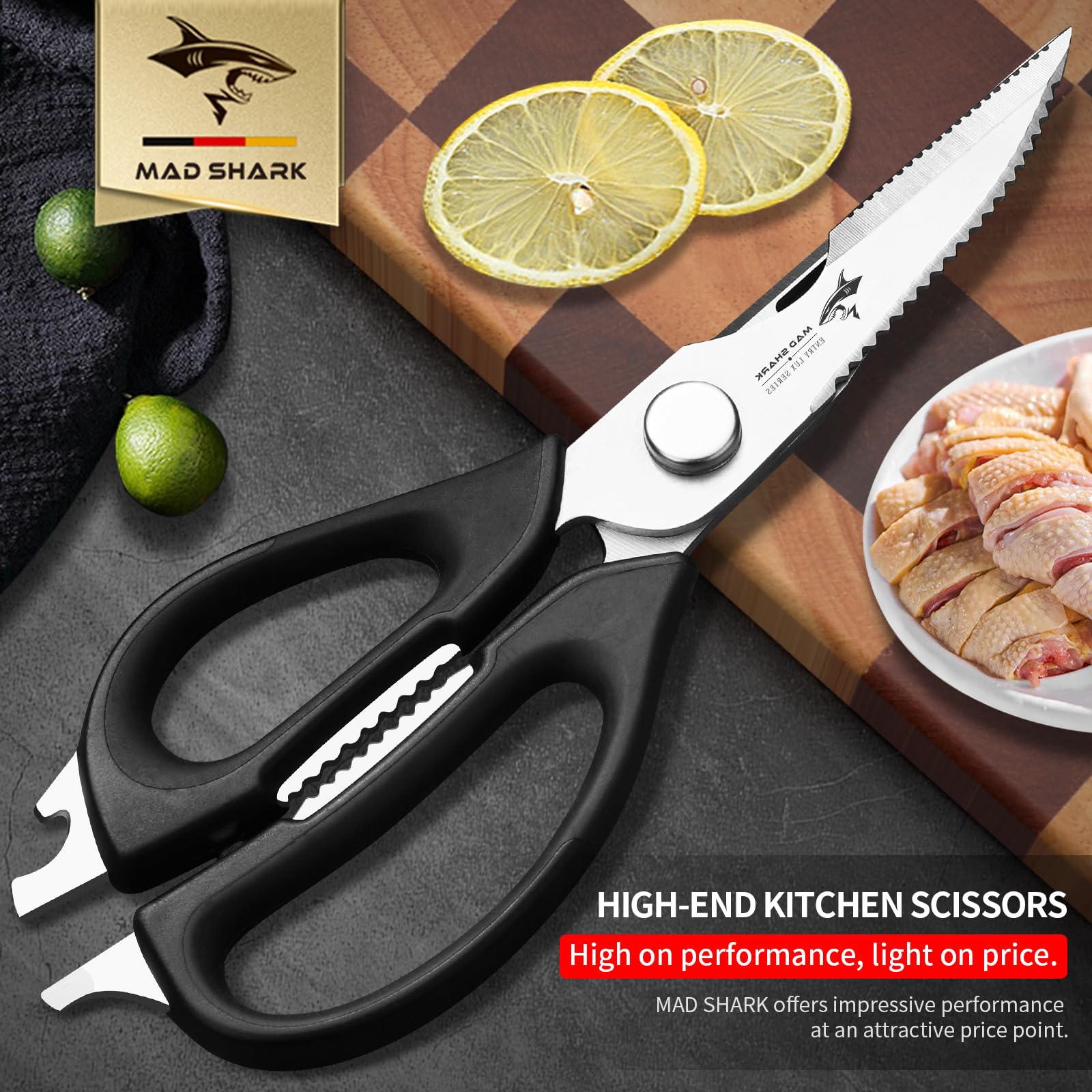 MAD SHARK 3cr13 stainless steel blades stay sharp for easy slicing.