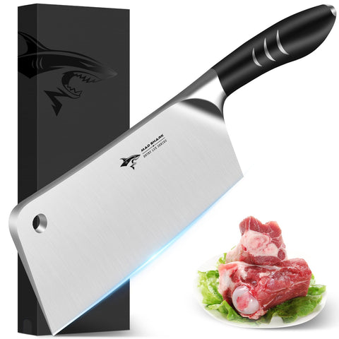 MAD SHARK 7.5 inch meat cleaver blade for bone cutting and reliable durability.