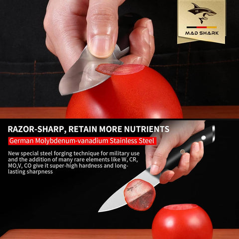 MAD SHARK knife with ice-quench technology for a durable edge.