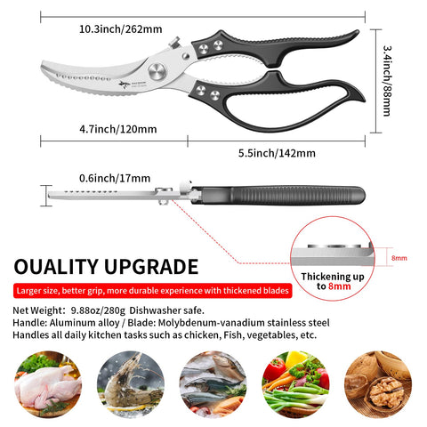 MAD SHARK kitchen scissors for meat-cutting offer versatile kitchen use
