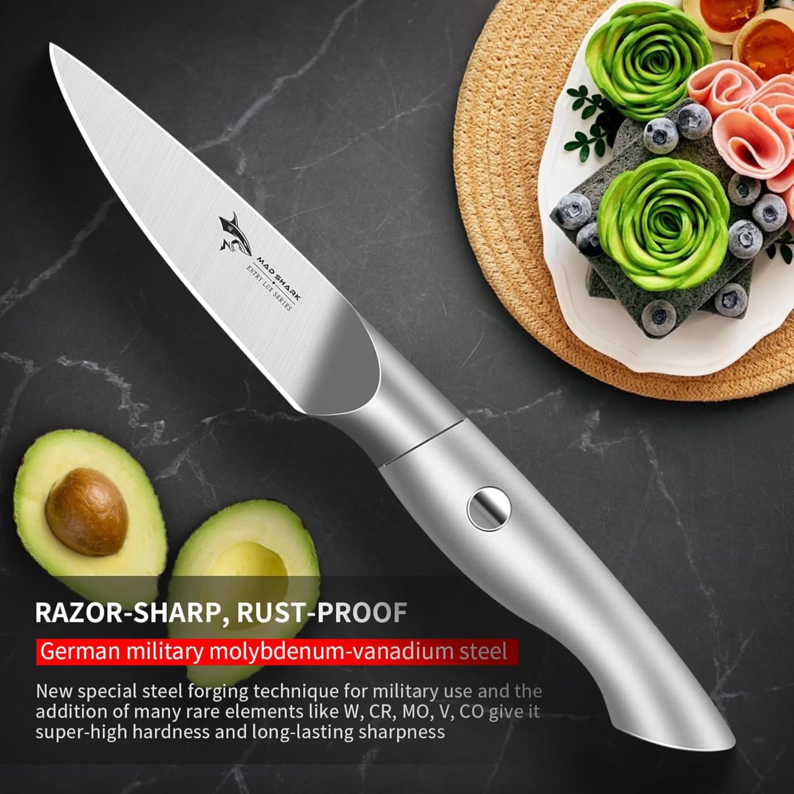 MAD SHARK paring knife ergonomic handle for comfort and control