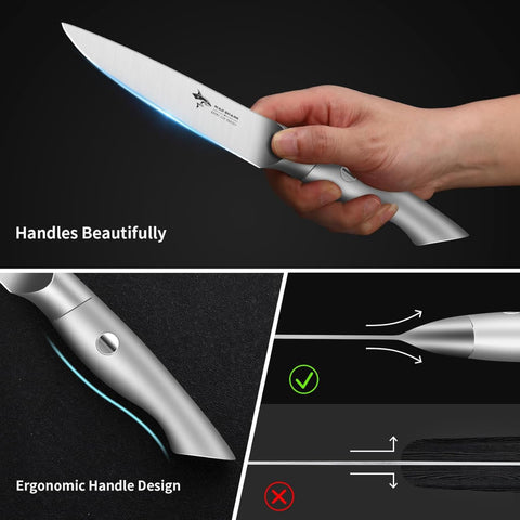 MAD SHARK paring knife in use cutting fruit for clean slices