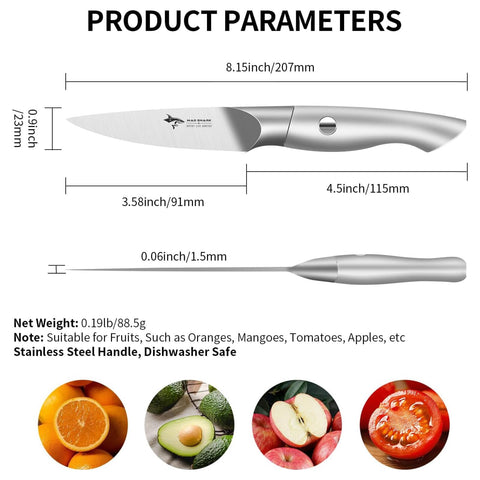 MAD SHARK paring knife in use slicing vegetables with precision