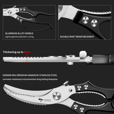 MAD SHARK poultry shears full blade cutting enables effective bone and meat separation