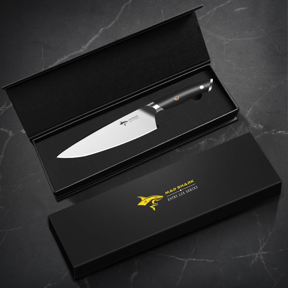 MAD SHARK rust-resistant-stainless-steel construction promises long-lasting sharpness with easy re-sharpening.