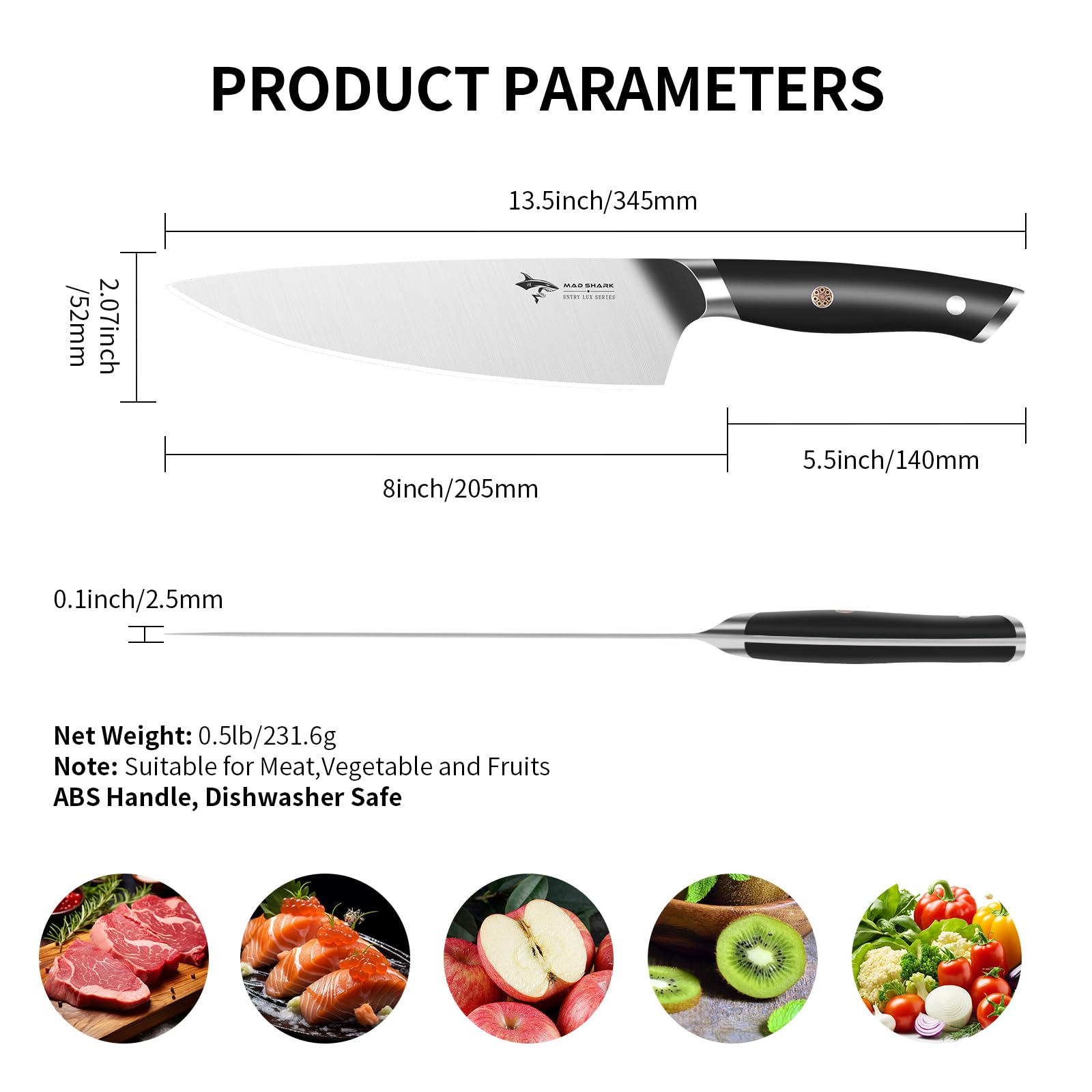 MAD SHARK sashimi-salmon slicing demonstrates versatile kitchen performance for seafood prep.