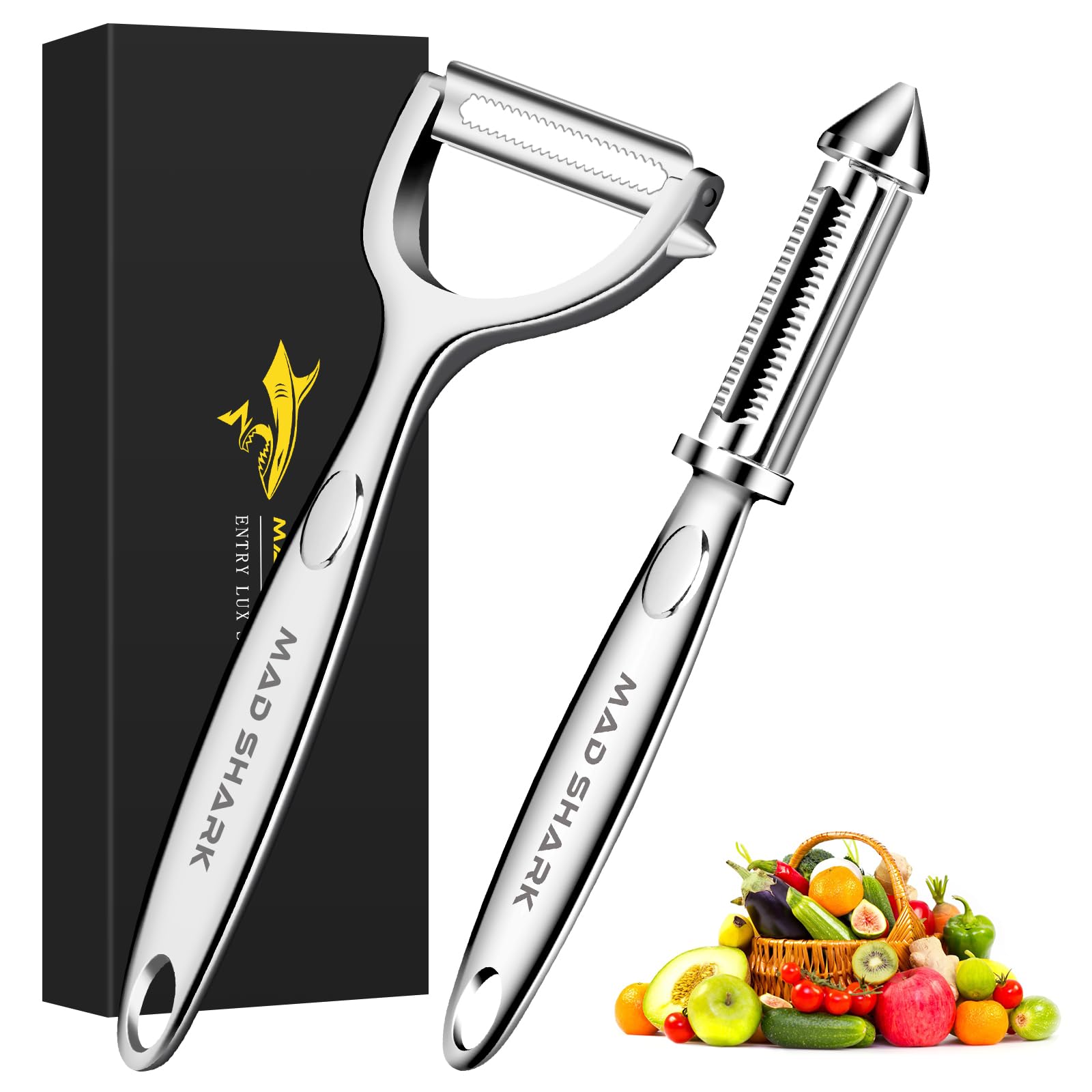 MAD SHARK ultra sharp peeler with flat blade for precise fruit peeling