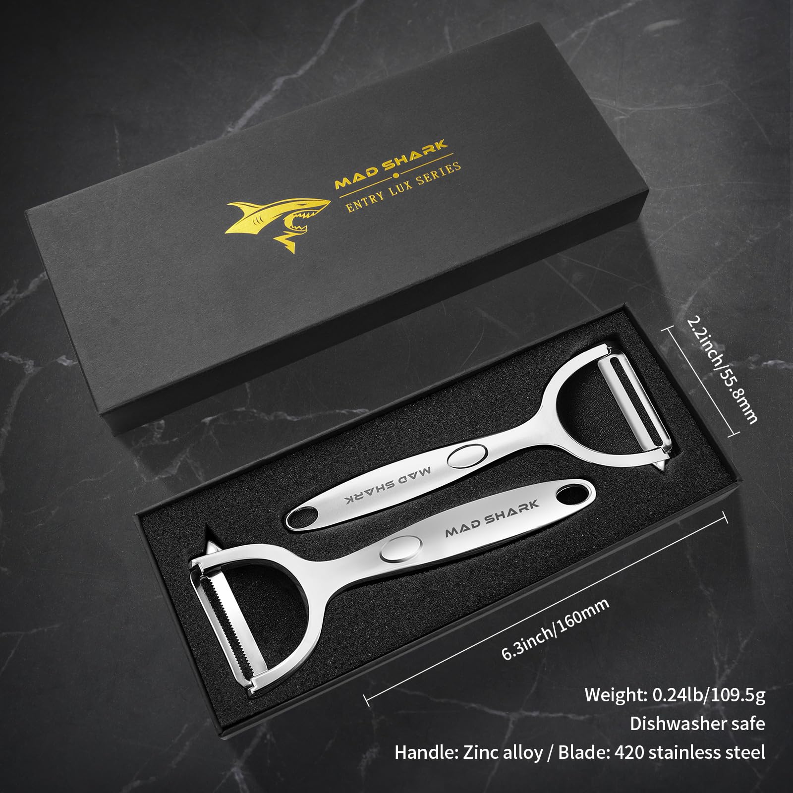 MAD SHARK peeler with serrated blade for tougher skins
