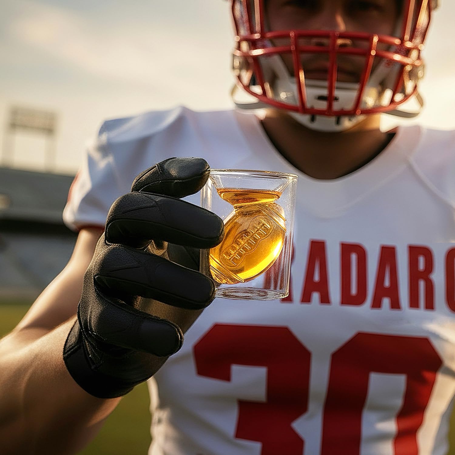 MADARC SPORT football shot glasses with inside 3D ball relief for playful touch