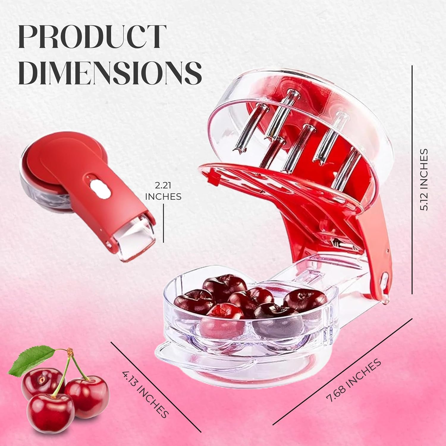 MADBURY Cherry Pitter Tool with mess-free tray catches pits and juice.