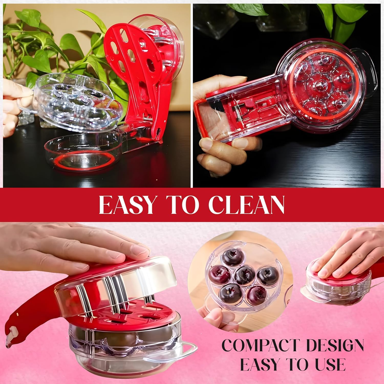 MADBURY Cherry Pitter Tool demonstrates smooth one-press operation.