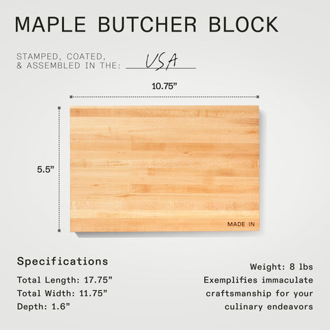 Board measures 17.75 by 11.75 inches for generous workspace on counters.