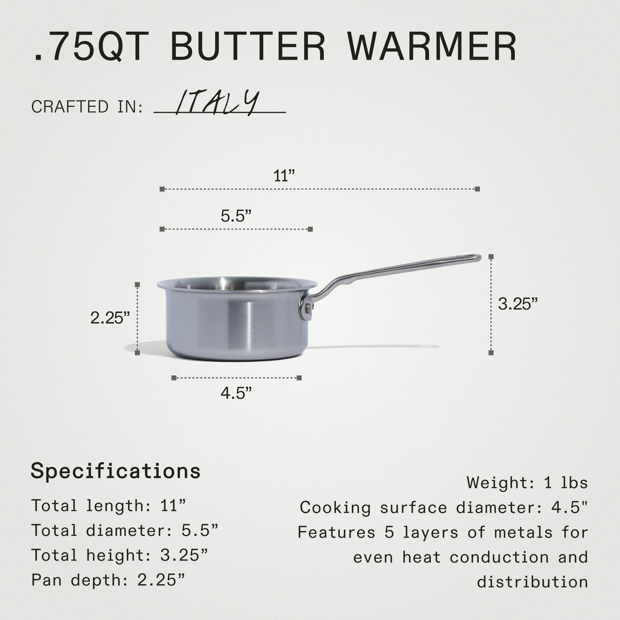 Close-up of the 430 stainless steel top layer for induction-ready performance.
