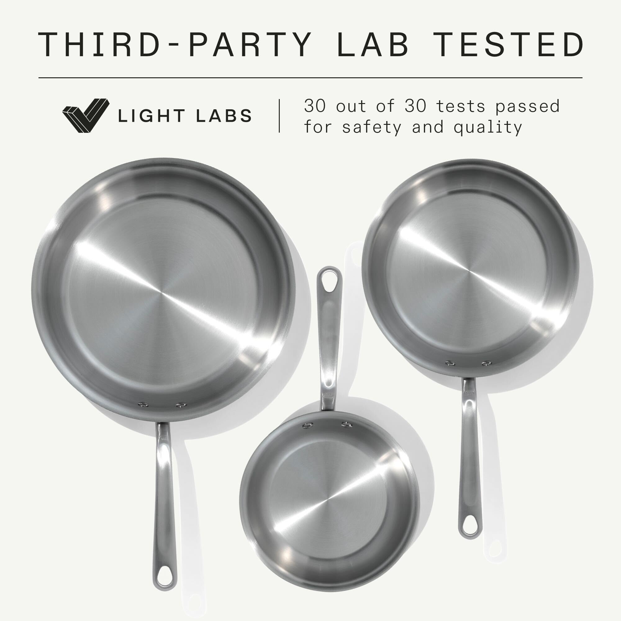 Made In 10-inch stainless frying pan delivers even heat distribution for versatile weeknight dishes.