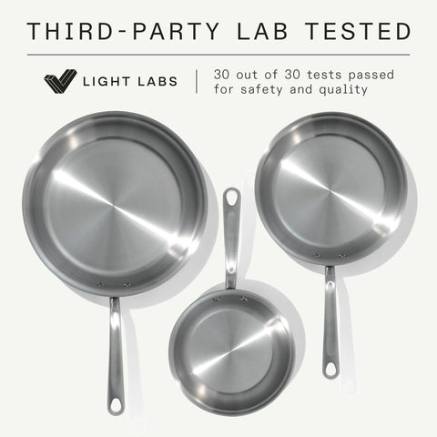 Made In 10-inch stainless frying pan delivers even heat distribution for versatile weeknight dishes.