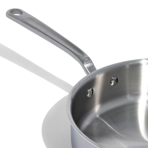 Made In 3.5-quart saute pan handle close-up showing stay-cool grip.