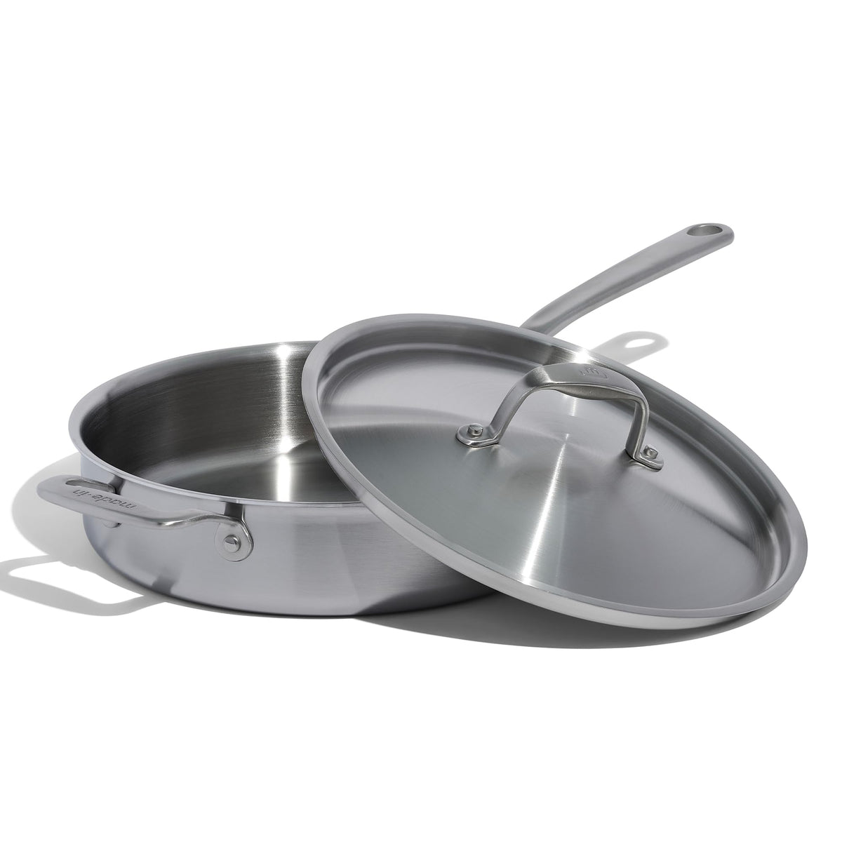 Made In 3.5-quart saute pan top view for even heating.