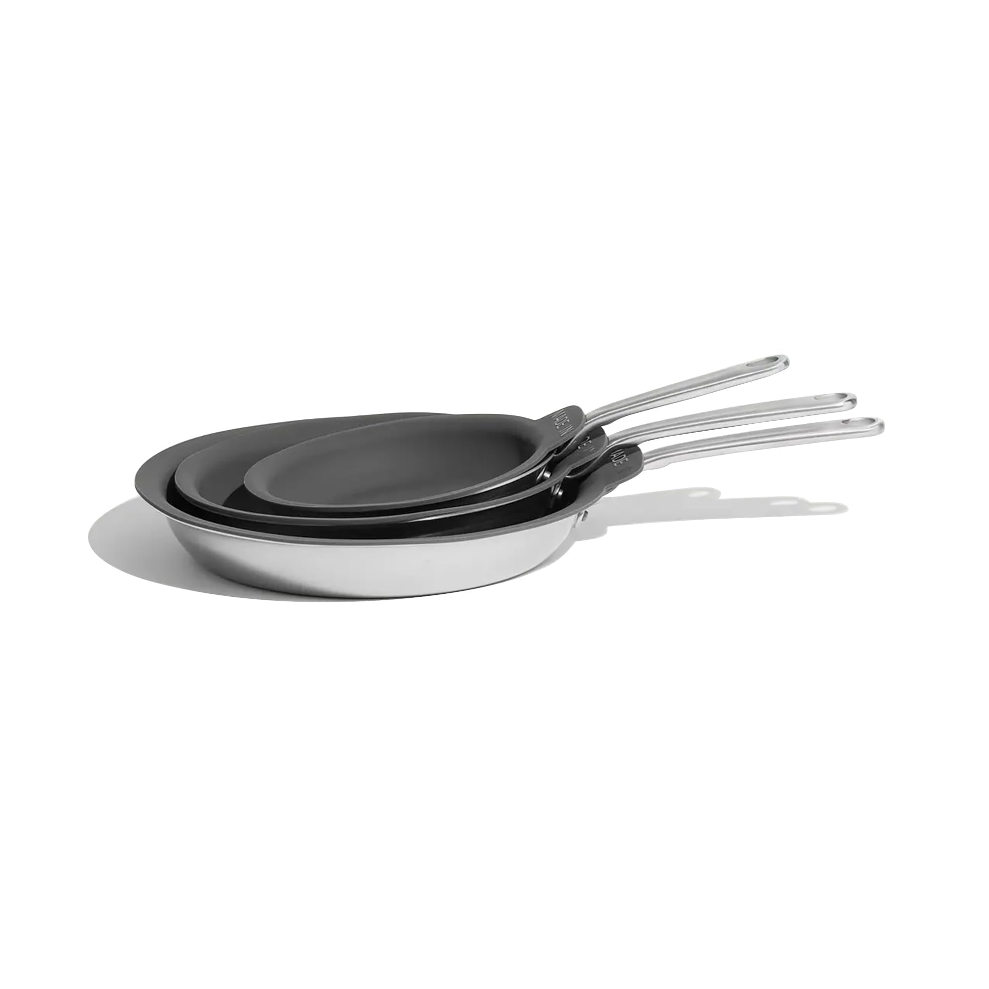 Made In 3-piece pan protectors for 10-inch pans cushion cookware during storage.