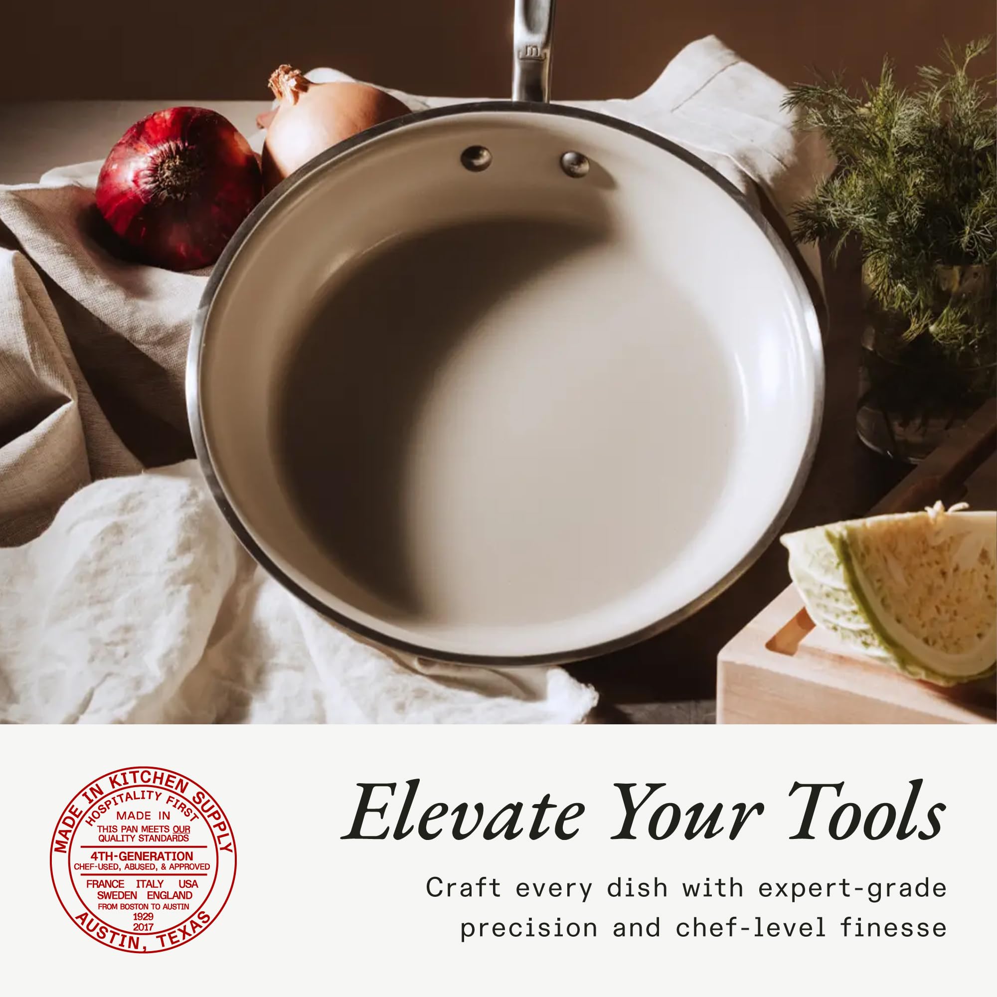 Made In Cookware 5-ply cladded construction for precise heat control