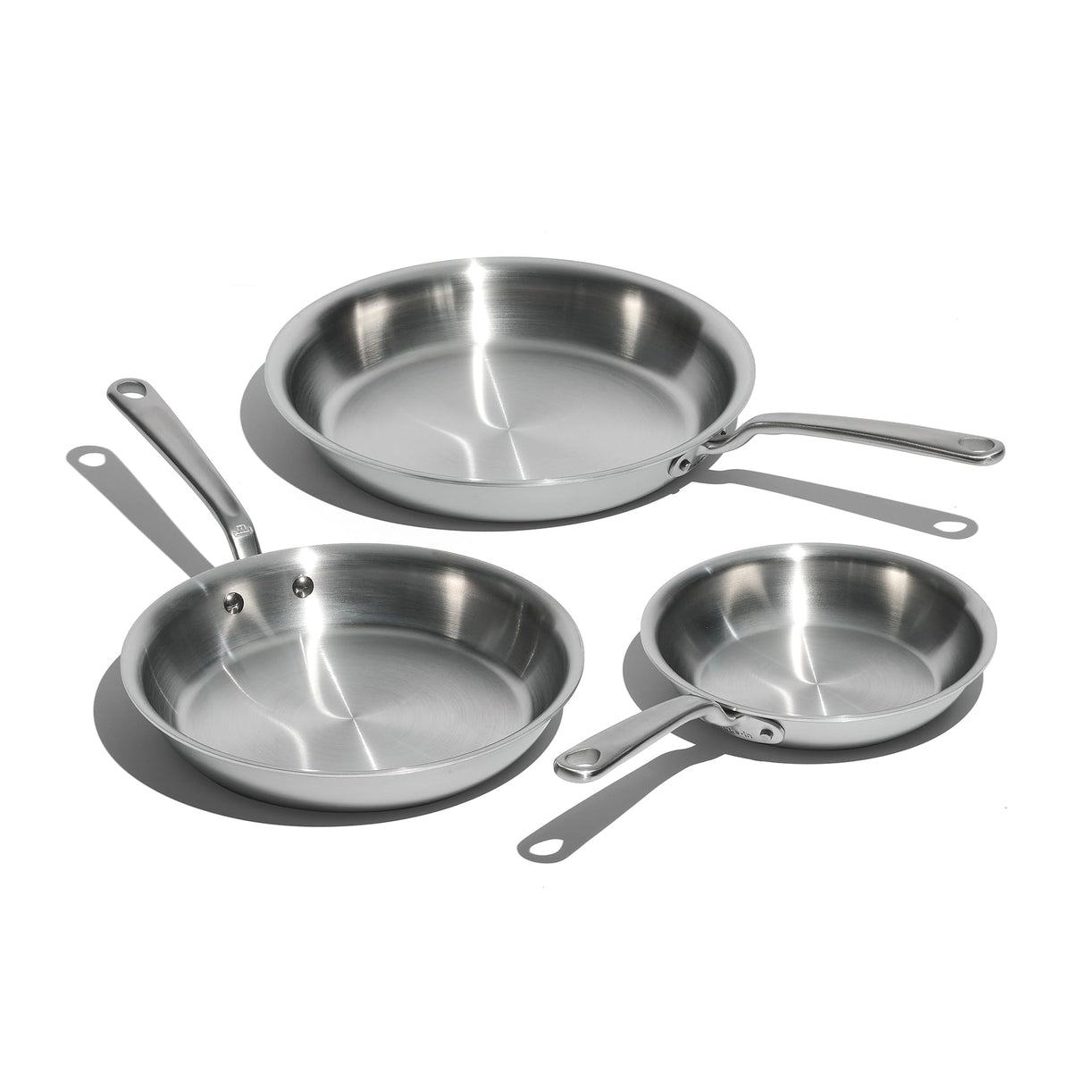 Made In 8-inch stainless frying pan with precise heat for rapid searing and even browning.