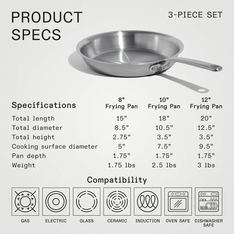 Made In induction-compatible base works on all cooktops for flexible kitchen setup.