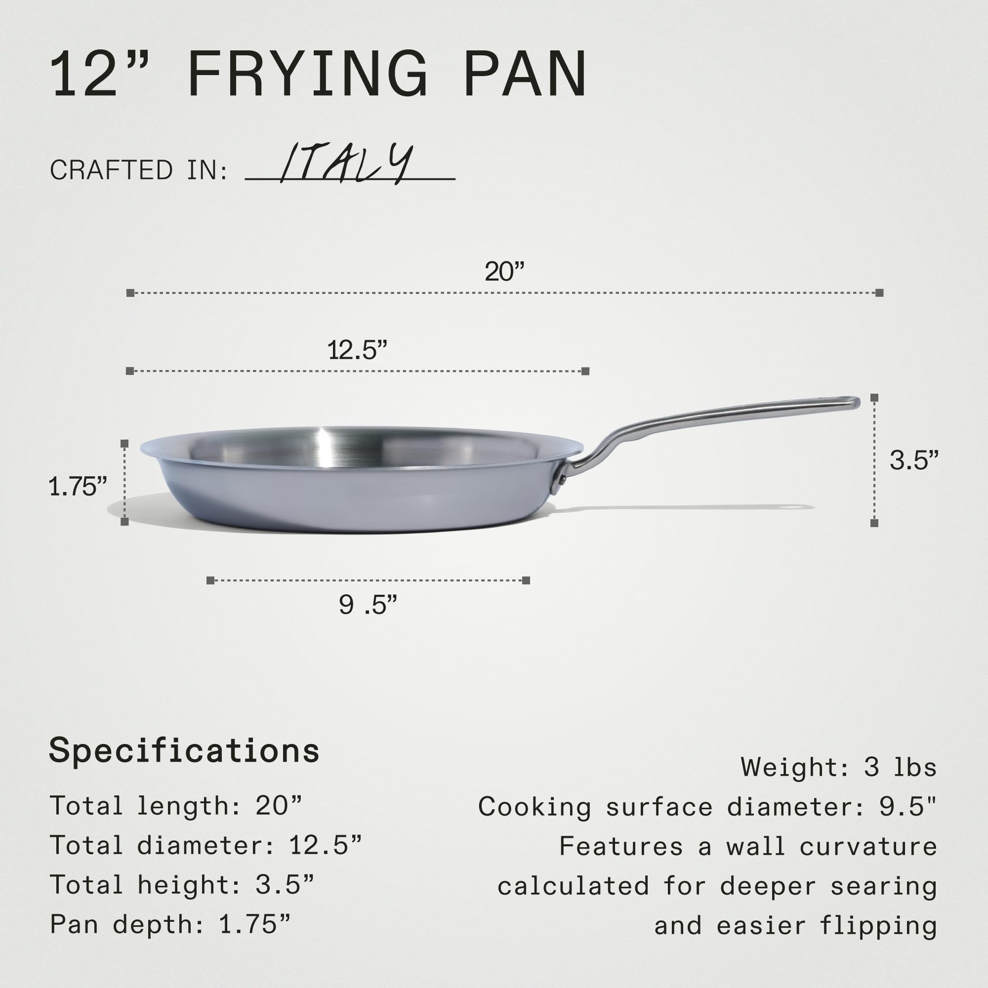 Made In crafted in Italy using premium metals for professional performance.
