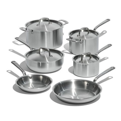 Made In stainless clad 10-inch frying pan for even heat and searing.
