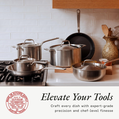 Made In 4-quart saucepan with lid for precise simmering.