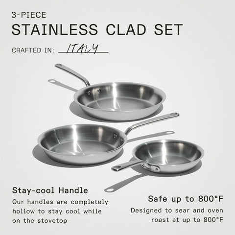 Made In stay-cool handle minimizes heat transfer for safer flipping and tossing.