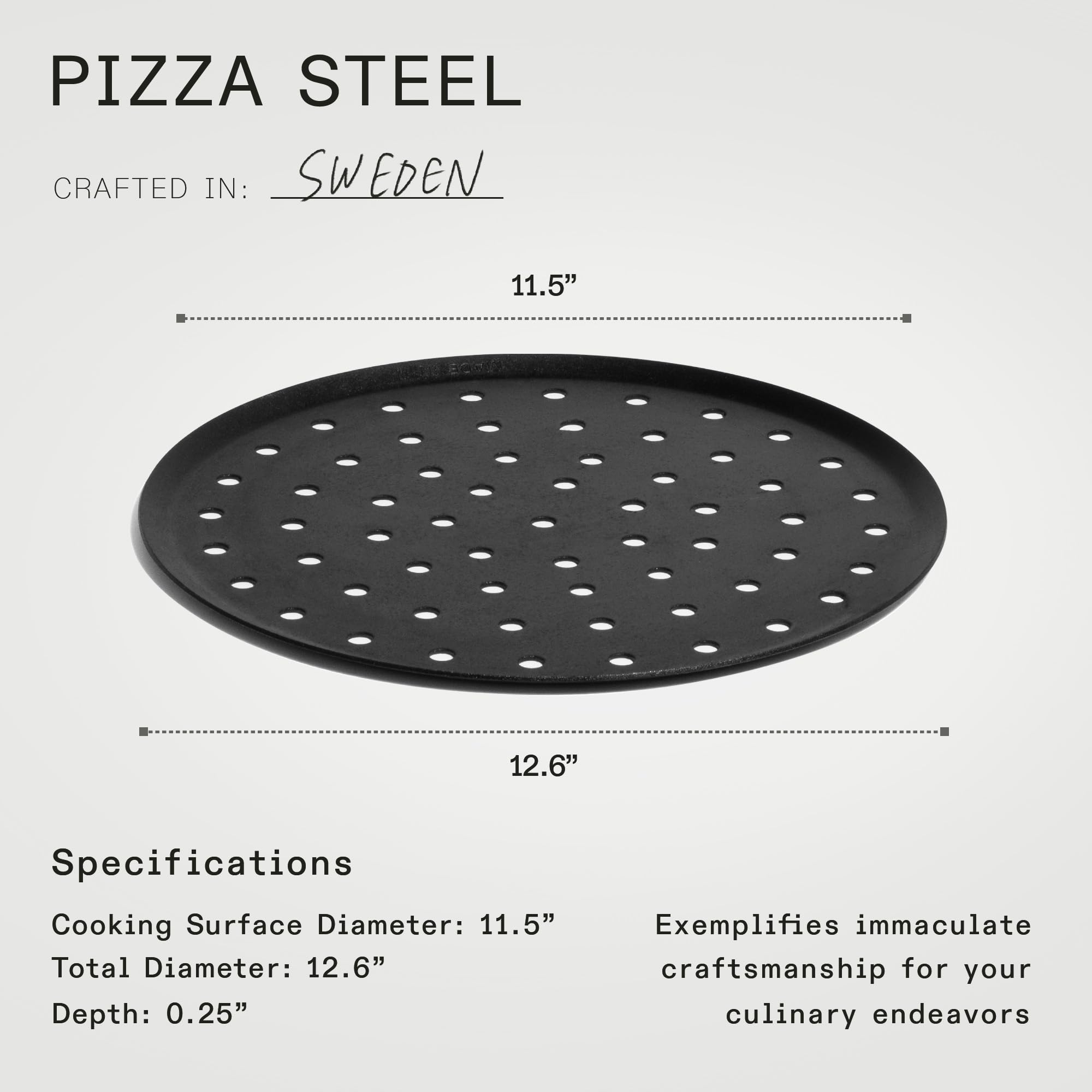 Made In pizza steel induction-compatible for versatile kitchen setups.