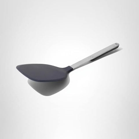 Made In Harbour Blue spatula head sideview emphasizes durability and control.