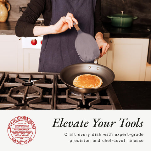 Made In Harbour Blue kitchen scene shows versatile cooking helper.