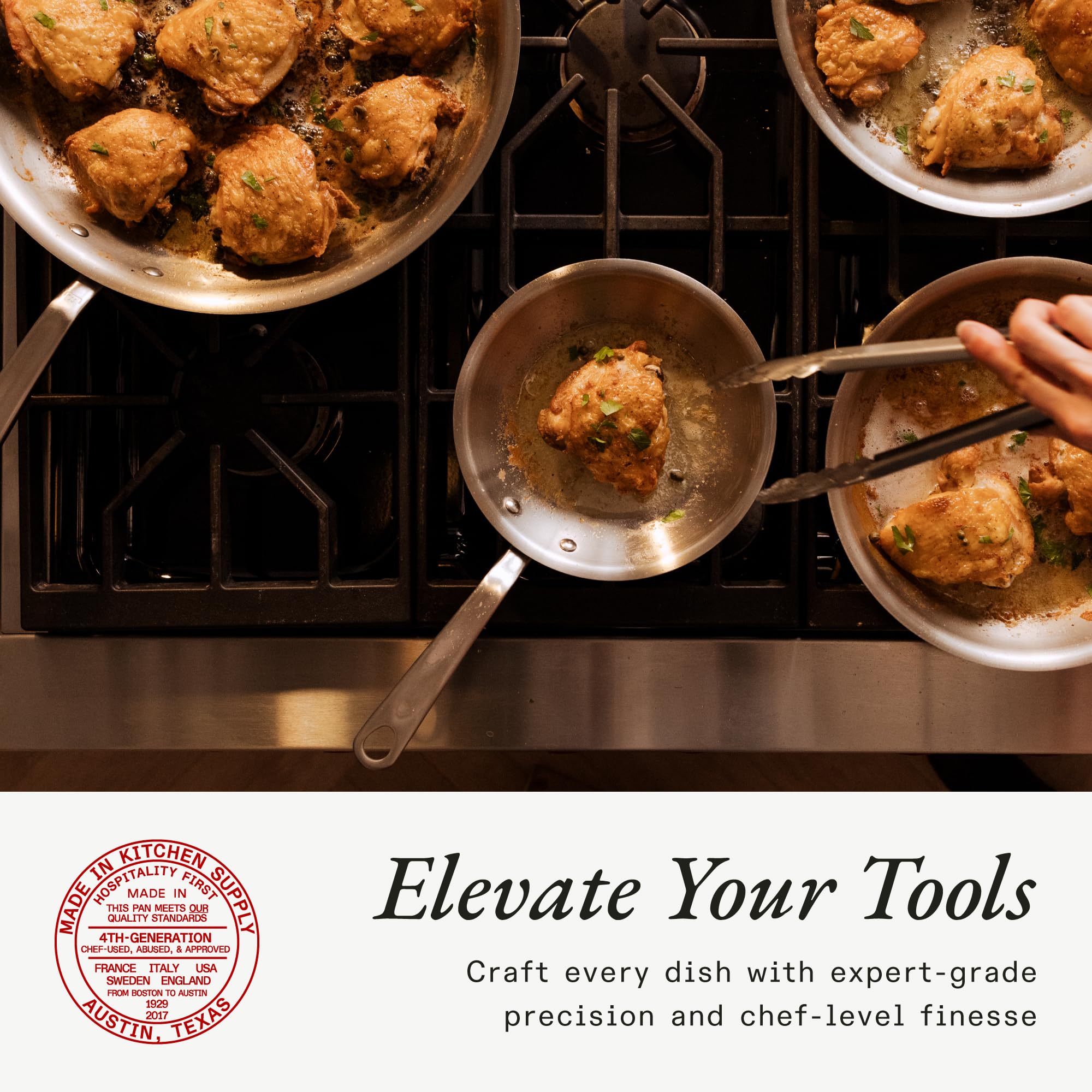 Made In pan on induction stove demonstrates induction compatibility