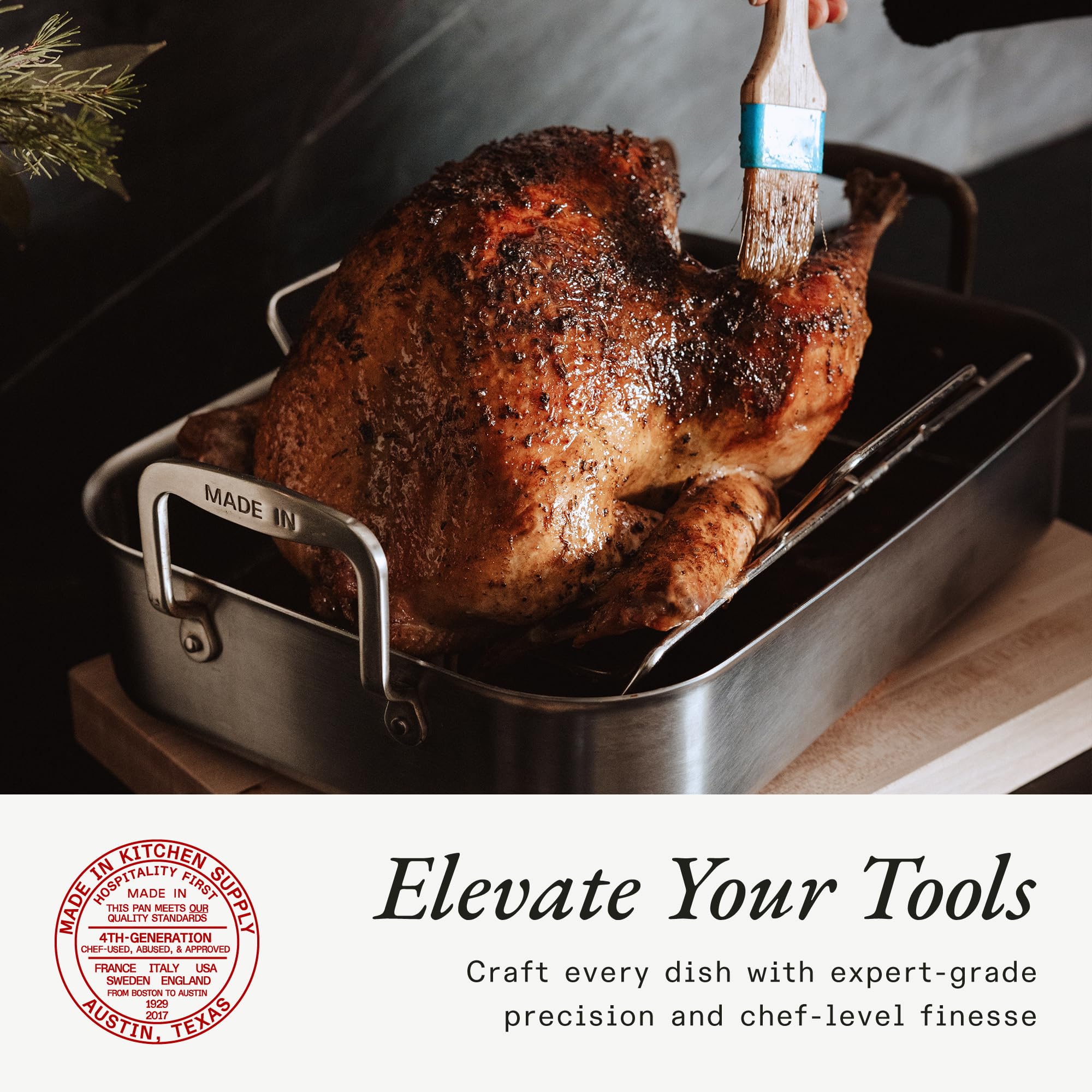 Made In roasting pan used on stove or oven rack