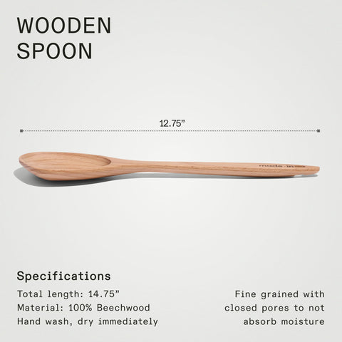 Made In wooden spoon demonstrates versatile, durable craftsmanship in use