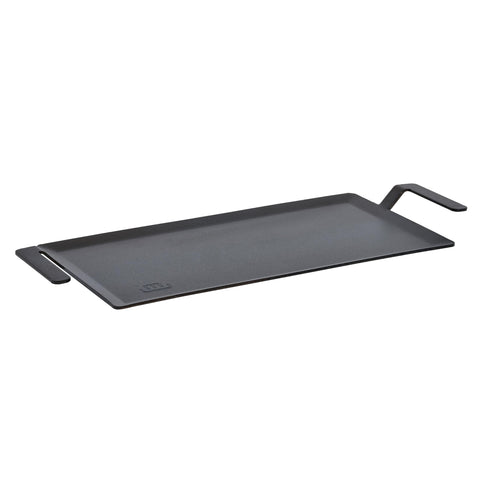 Made In carbon steel griddle top view, highlighting even heating for ideal sears.
