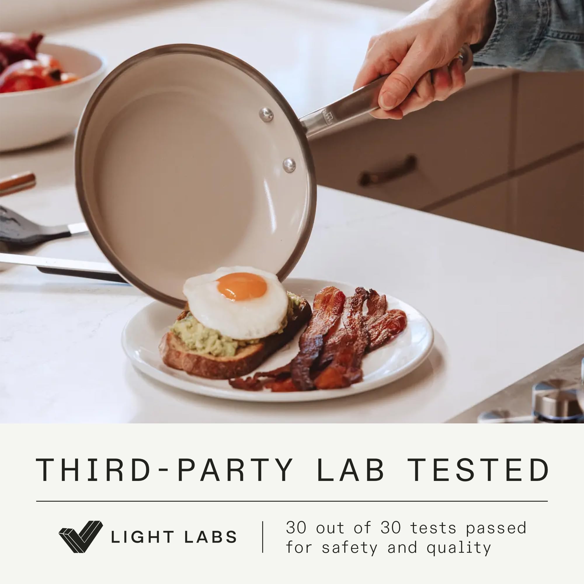 Made In ceramic coating provides PFAS-free surface for peace of mind during everyday cooking.