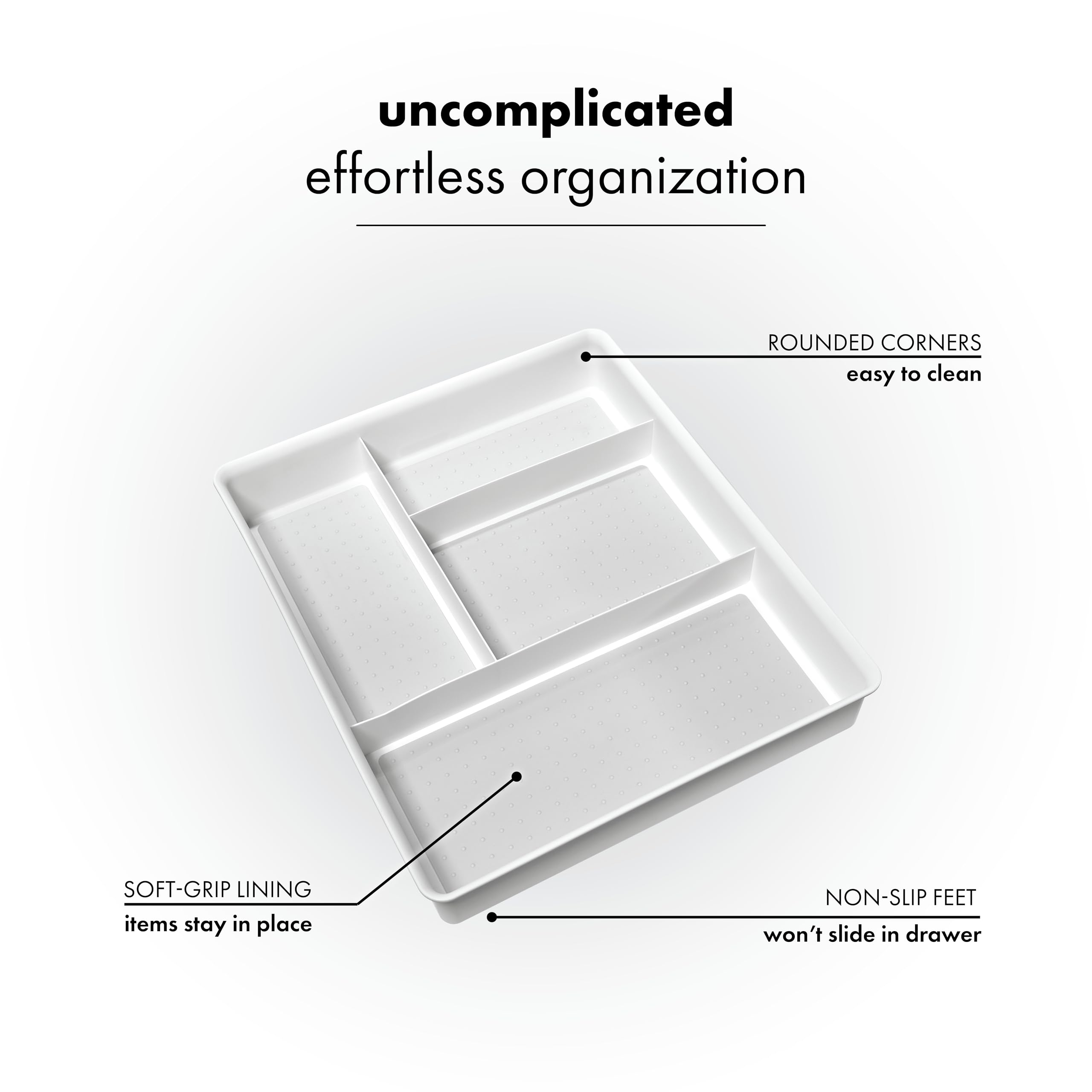 Madesmart Classic shows nonslip feet preventing drawer shift during use.