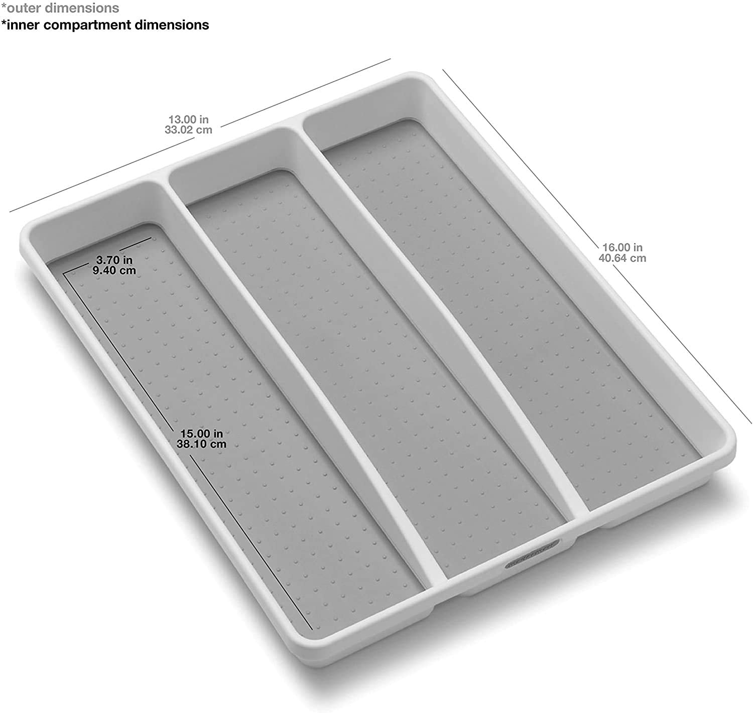 In-use view of a Madesmart drawer with spacious compartments for ladles and whisks.