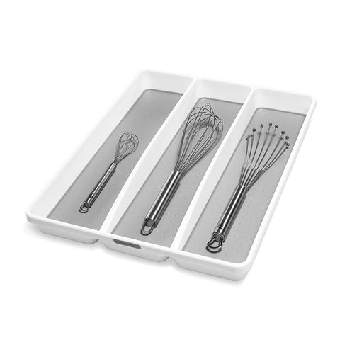 Close-up of Madesmart soft-grip lining protecting utensils from shifting.