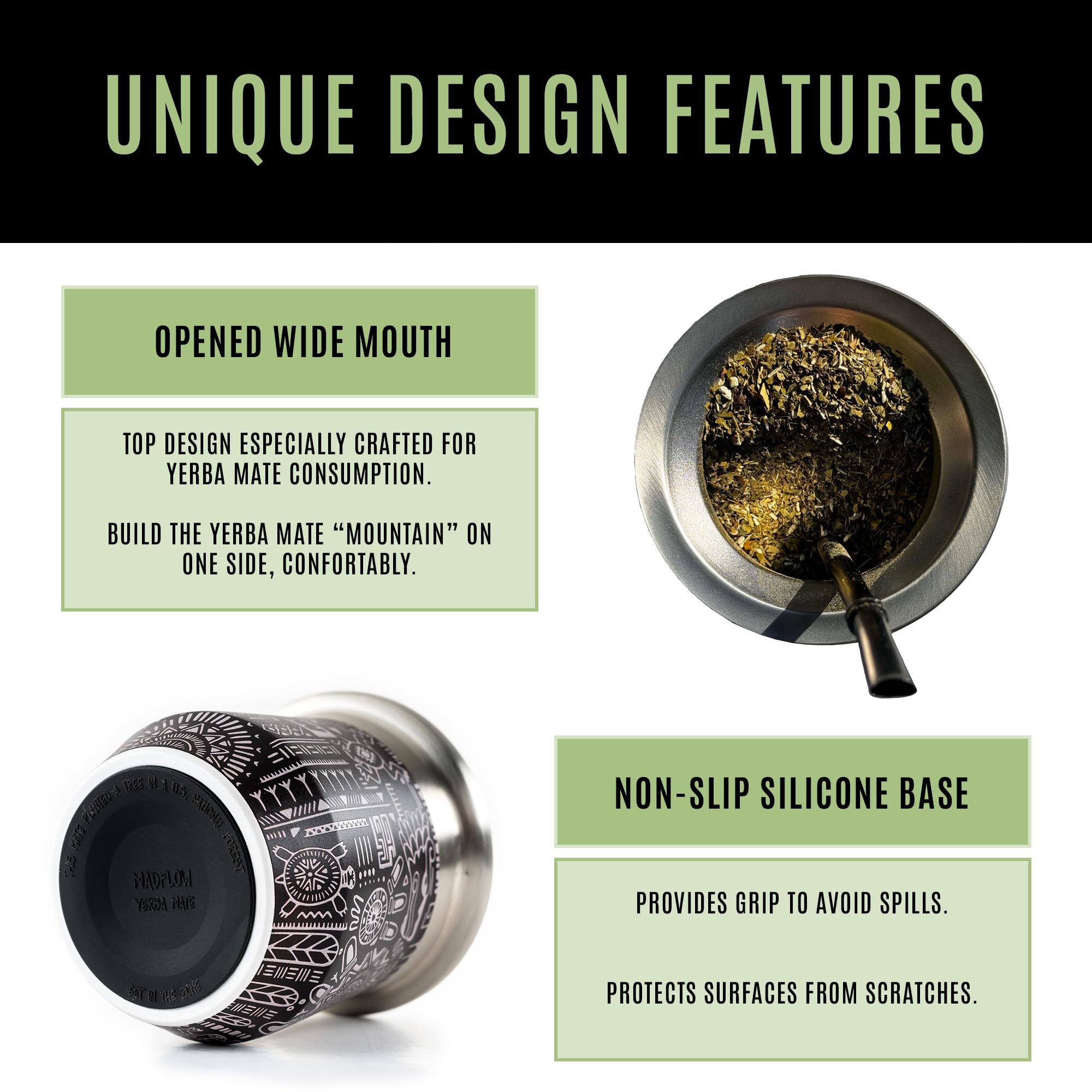MADFLOW calabash-inspired design enhances traditional aesthetic with modern stainless steel.