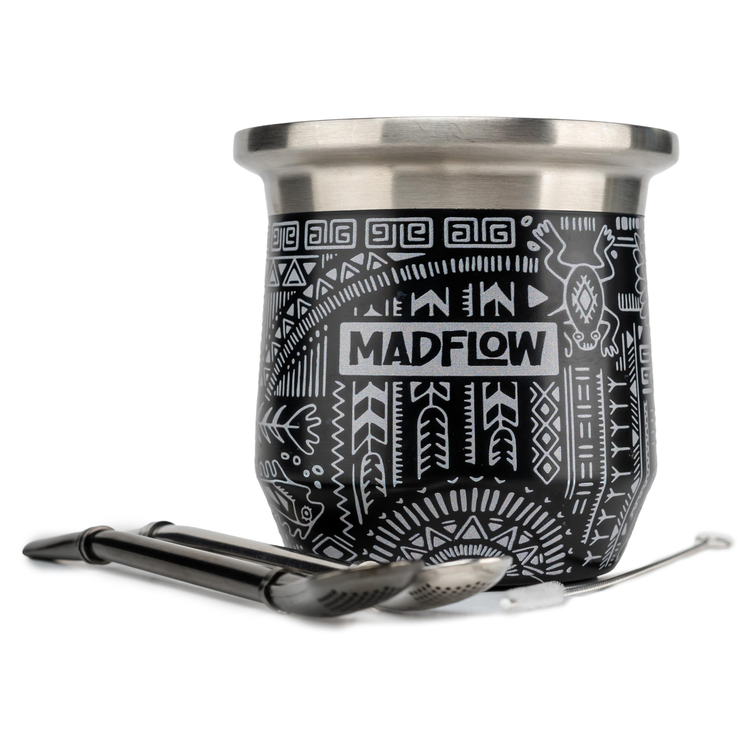 MADFLOW Yerba Mate Cup double-wall insulated for lasting warmth and cool exterior.