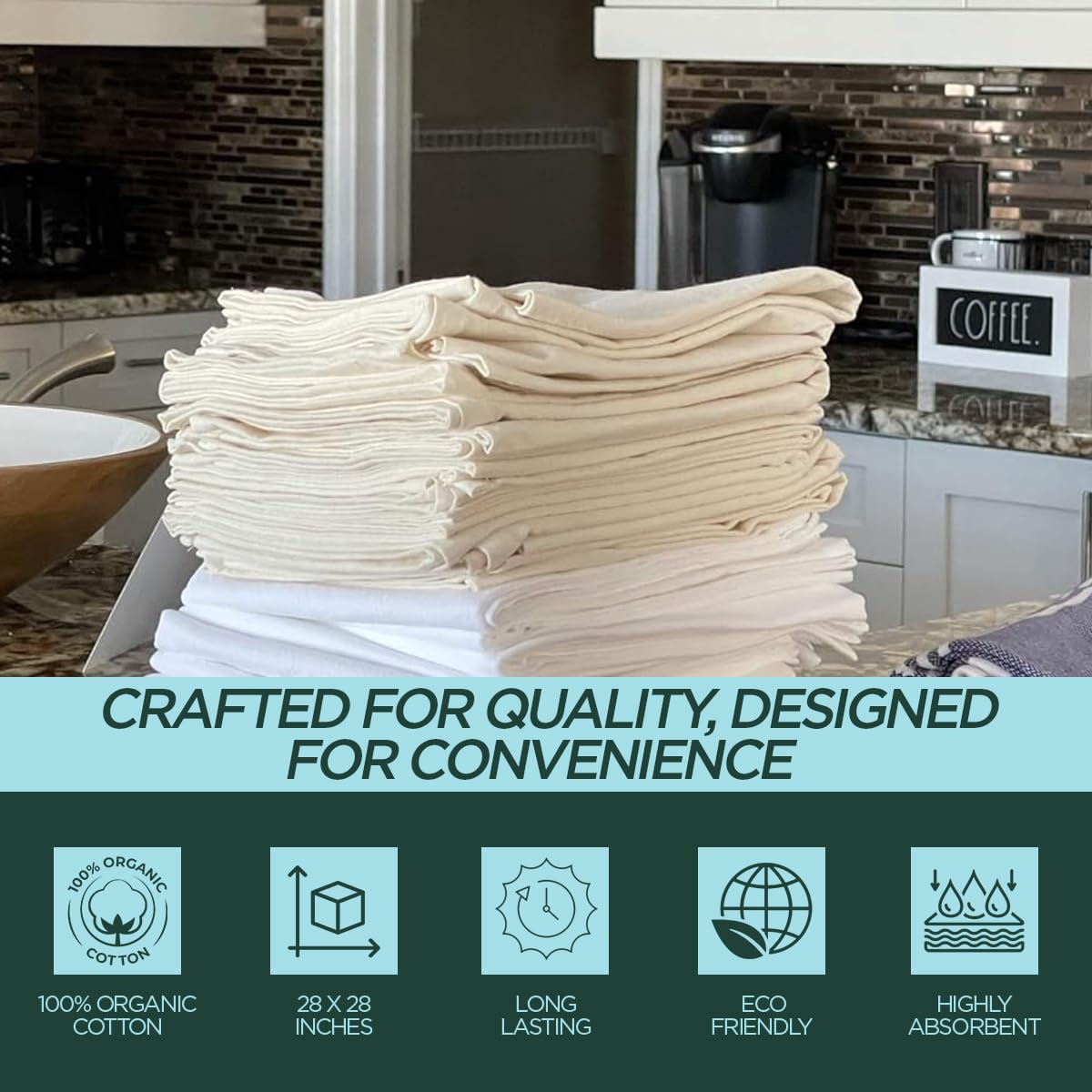 Madras Collections 28x28 towels offer absorbent, quick drying performance