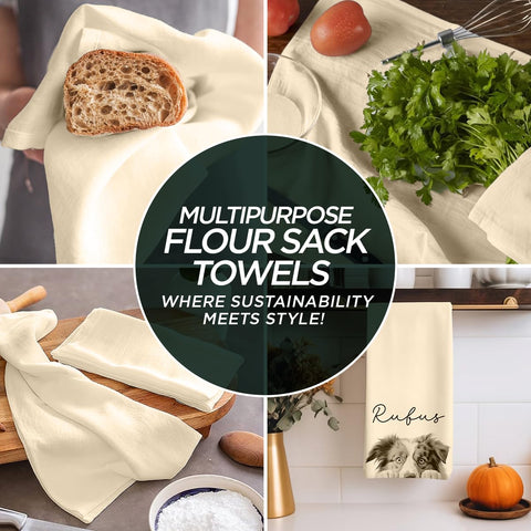 Madras Collections set of 10 ivory flour sacks for kitchen tasks