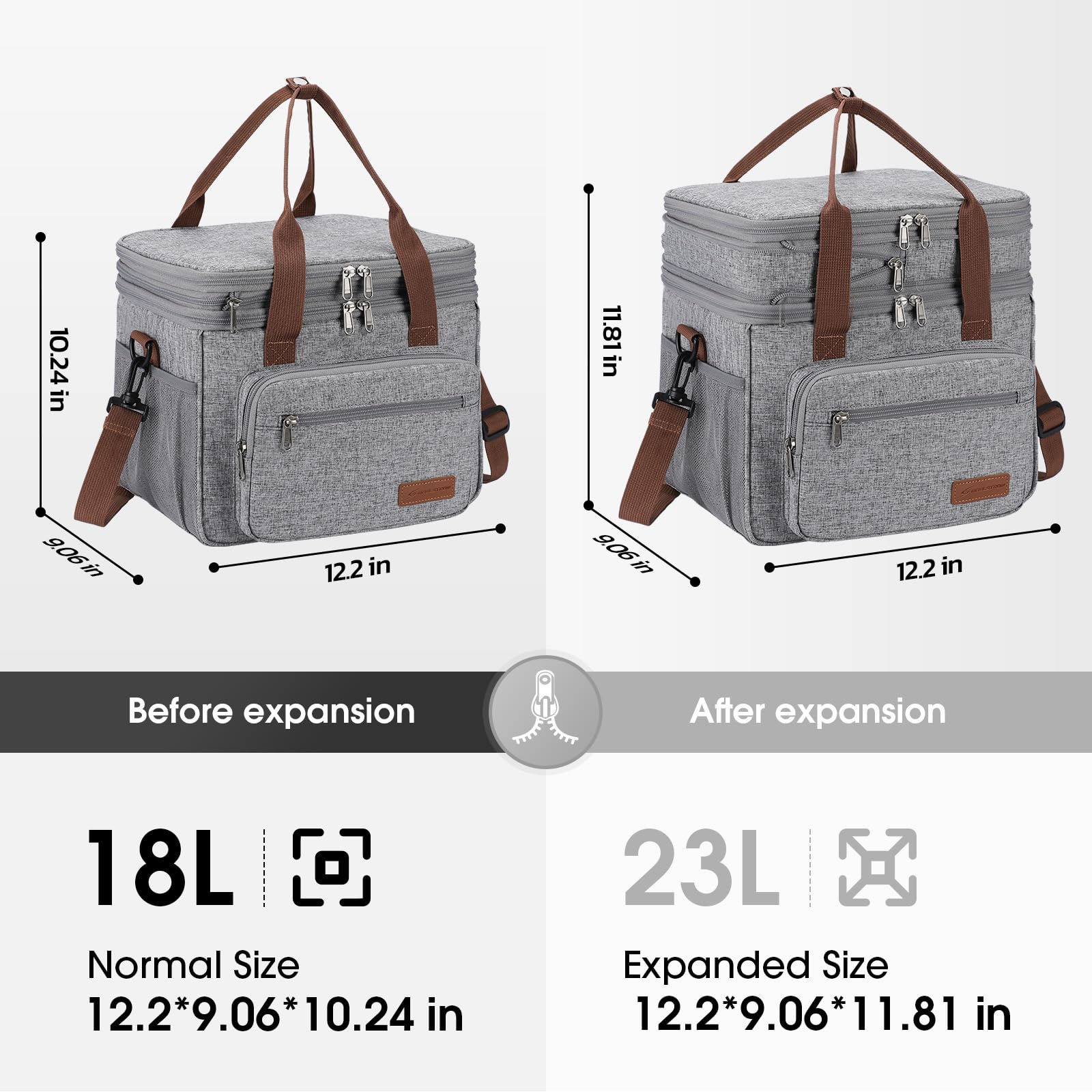 Maelstrom lunch bag side pocket for umbrella or water bottle during commutes.