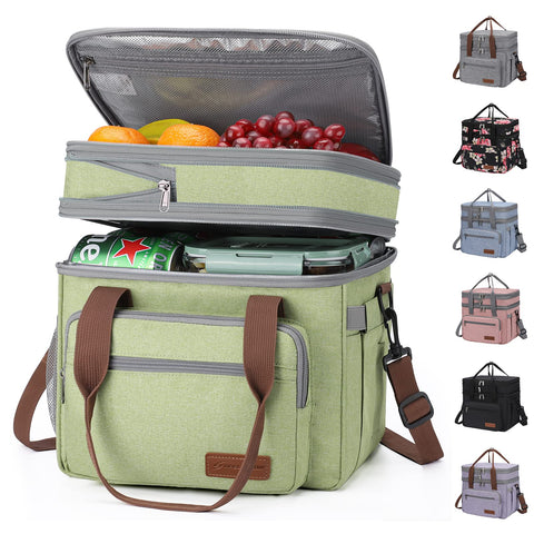 Maelstrom lunch bag expandable upper layer showing extra capacity for snacks