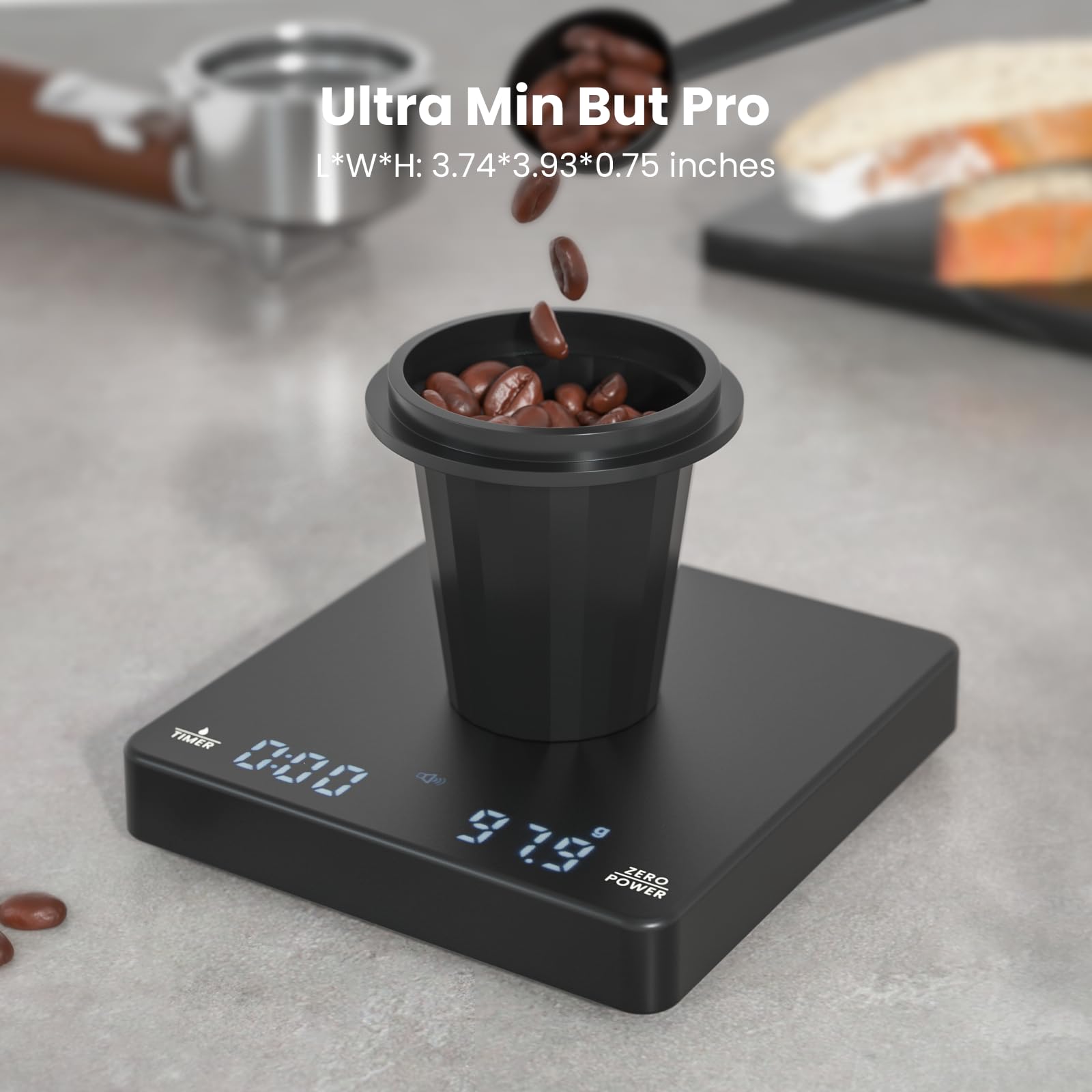 Maestri House scale shown with a pour-over setup for consistent timing.
