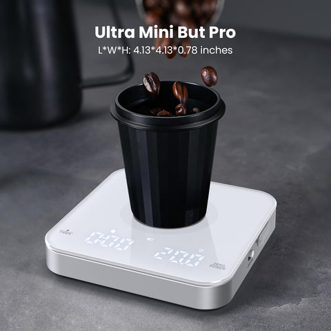 Maestri House mini coffee scale top view highlights glass surface and clean lines