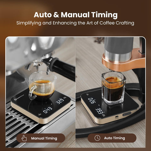 Maestri House Mini Coffee Scale shows g/oz/ml for flexible brewing.