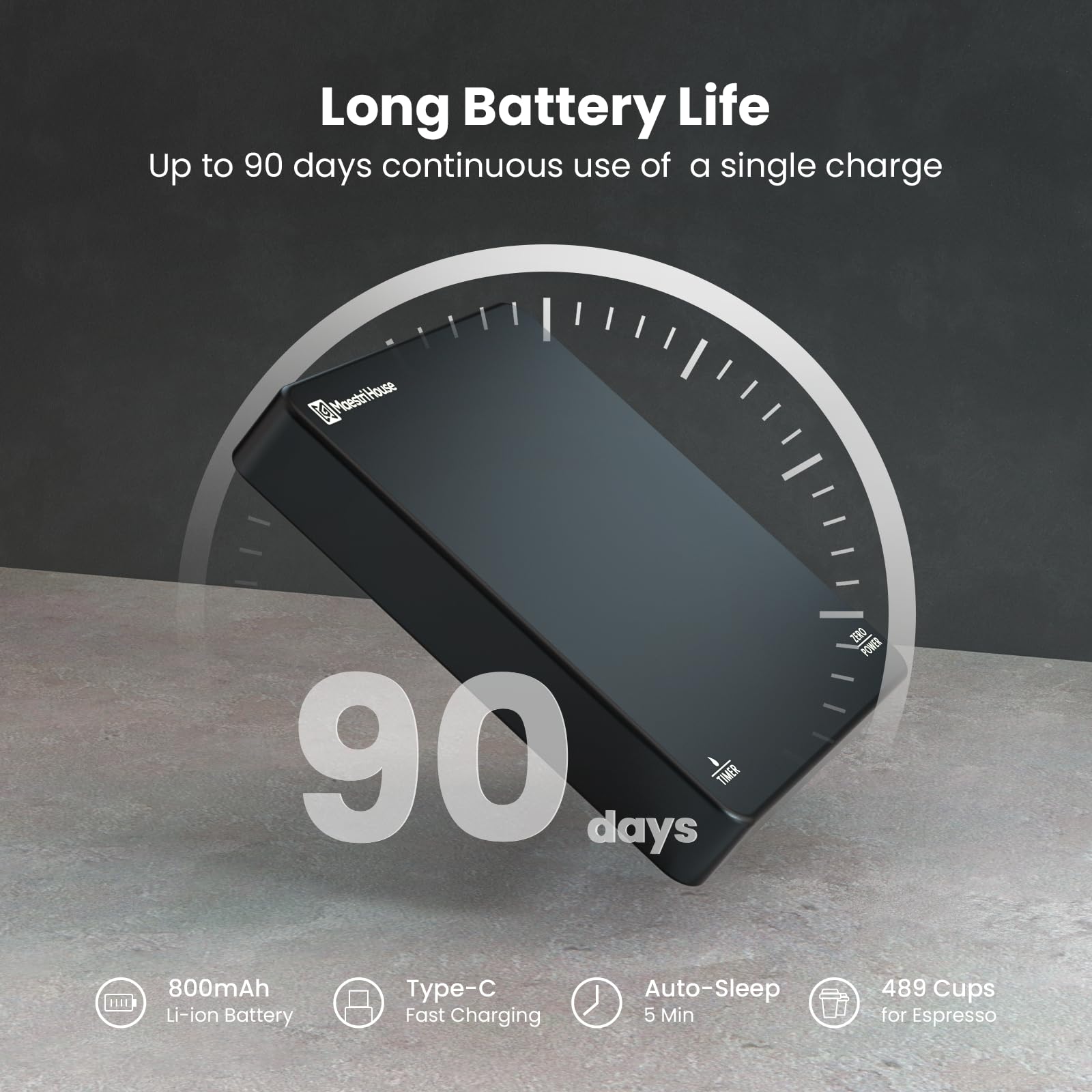 Maestri House scale charging via USB-C for travel-friendly power.